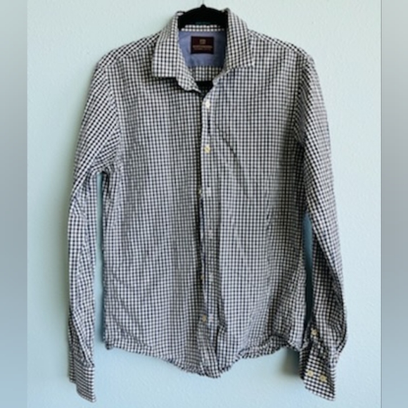SCOTCH & SODA Retro de Luxe Casual, blue and white checkered, button down shirt - Picture 1 of 5